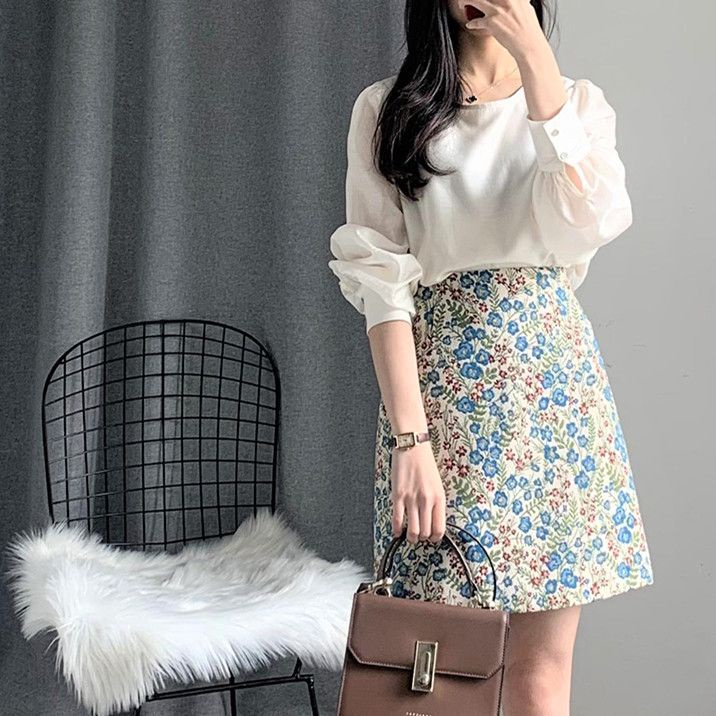 Chân Váy Chữ A Lưng Cao In Họa Tiết Đơn Giản Thời Trang Cho Nữ