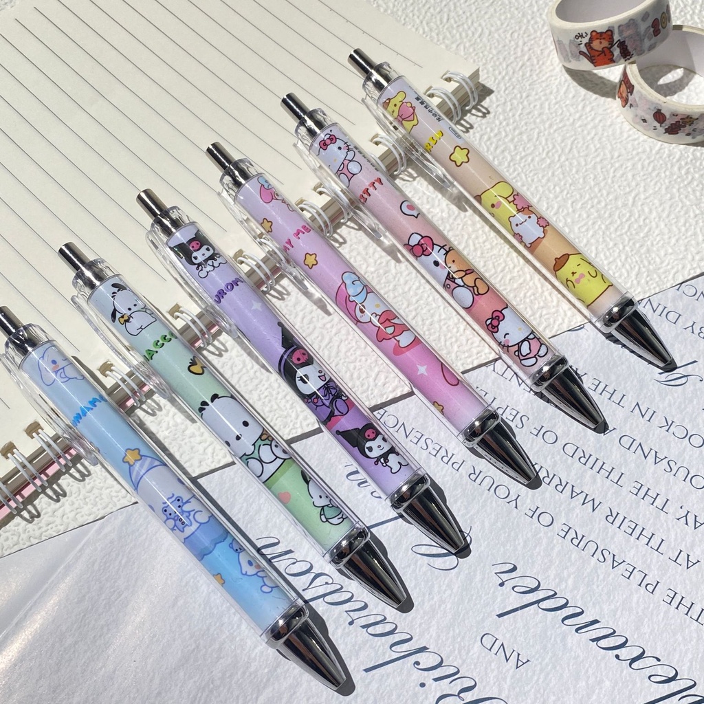 Set 6 Bút Bi Mực Đen Ngòi 0.5mm