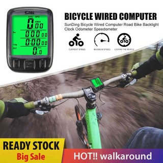 SunDing Bicycle Wired Computer Waterproof Backlight Odometer Speedometer