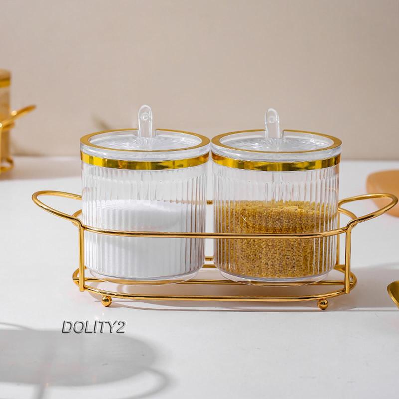 Set 2 Hộp Đựng Gia Vị Có Nắp Và Giá Đỡ Cho Nhà Bếp