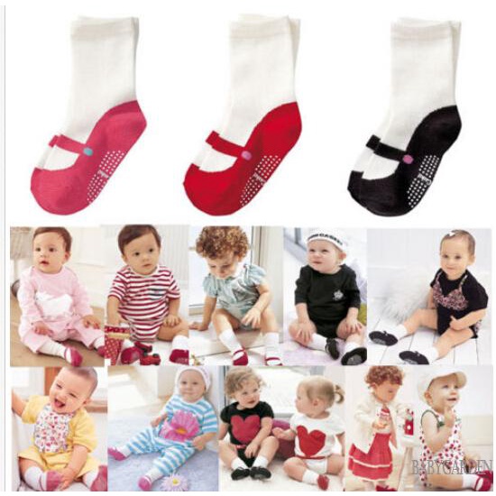 Vớ Cotton Cổ Cao Chống Trượt Thoáng Khí Dành Cho Bé Gái