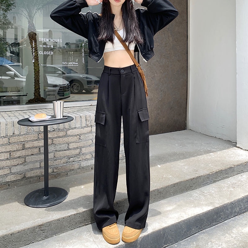 Quần Dài Lưng Cao Ống Rộng Phong Cách Vintage Mỹ Mới