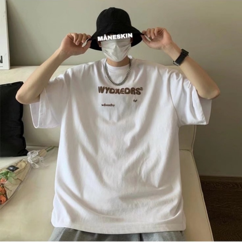 Áo Thun Tay Ngắn Cổ Tròn In Chữ Phong Cách hip hop Đường Phố Hàn Quốc Cho Nam Cỡ M-5XL