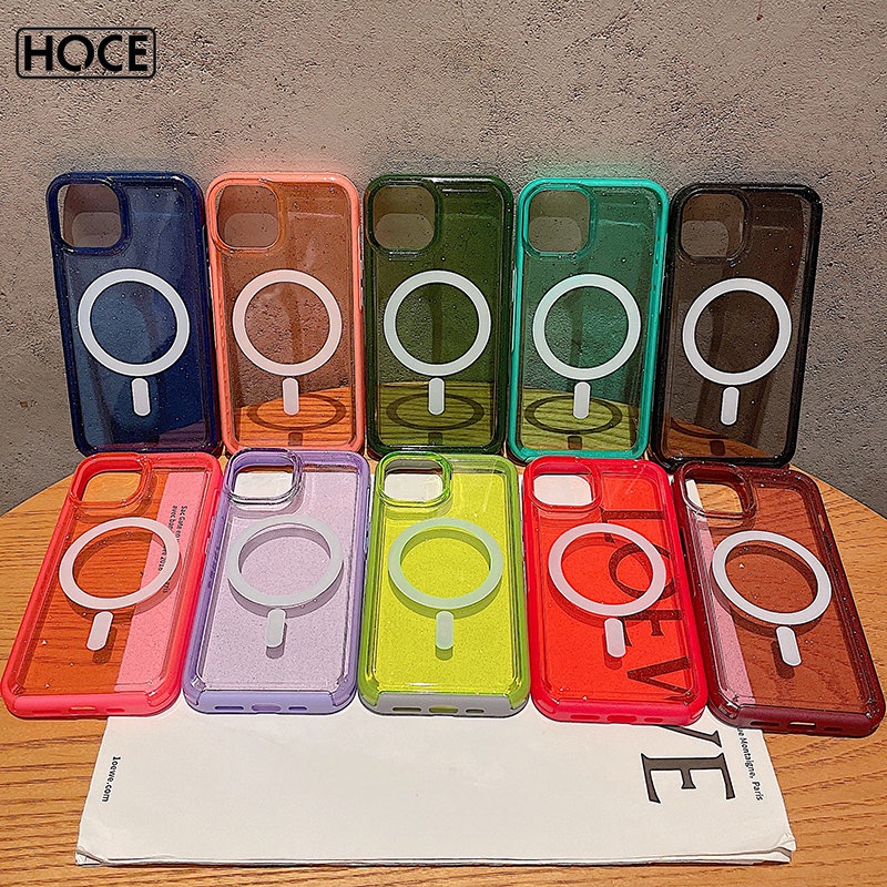 Ốp Điện Thoại tpu Cứng Từ Tính Lấp Lánh Cho iphone 14 15 pro max 13 12 11 x xs max xr 7 8plus
