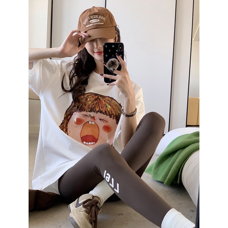 Áo Thun Tay Ngắn Dáng Rộng In Hình Đầu To Thời Trang Mùa Hè Hàng Mới Dành Cho Bạn Nữ