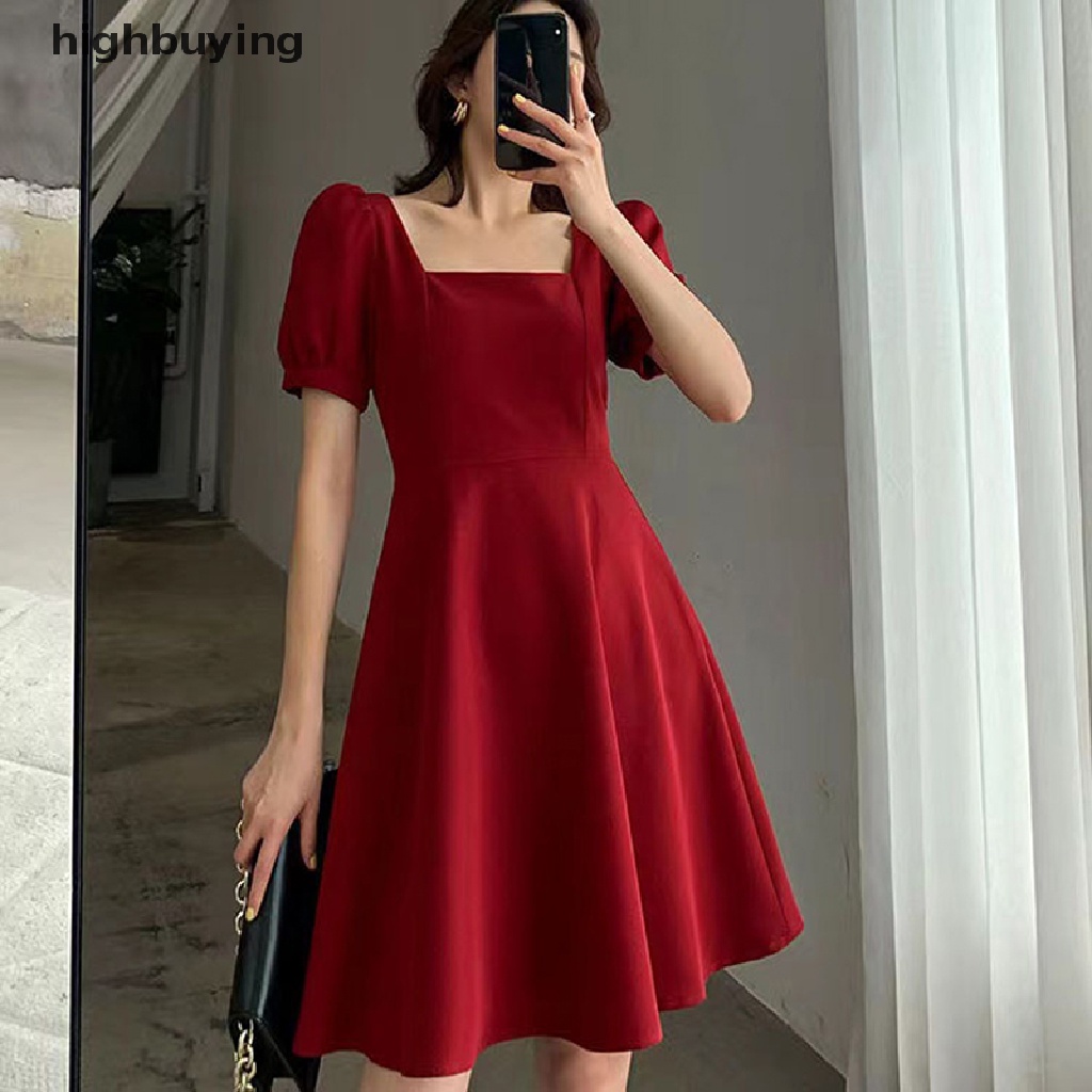 Đầm Dài Tay Cổ Vuông Thiết Kế Mỏng Xinh Xắn Thời Trang Theo Phong Cách Pháp Cho Nữ