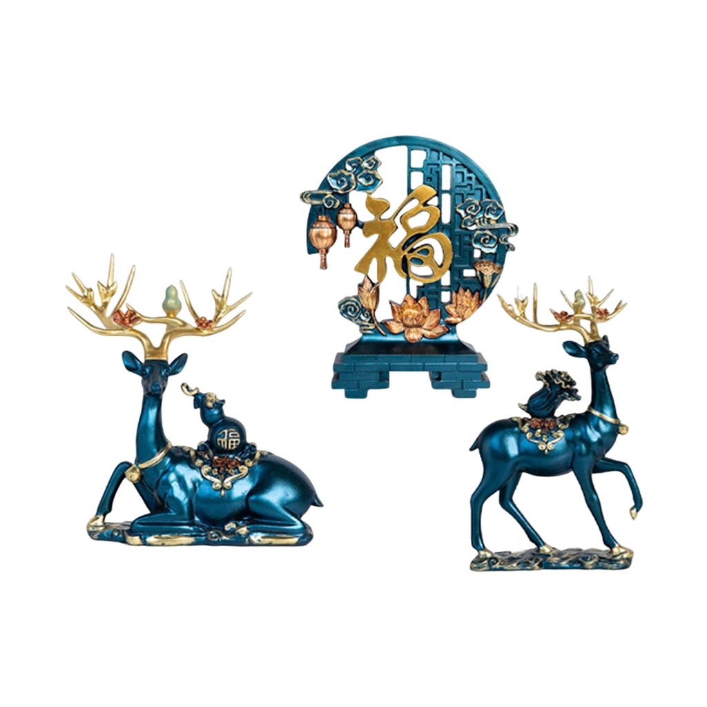 LOVIVER Set 3 Tượng Hươu Xinh Xắn Dùng Để Trang Trí Nội Thất ặp Hươu Trang Trí Phong Cách Châu Âu Hiện Đại Đơn Giản Sang Trọng