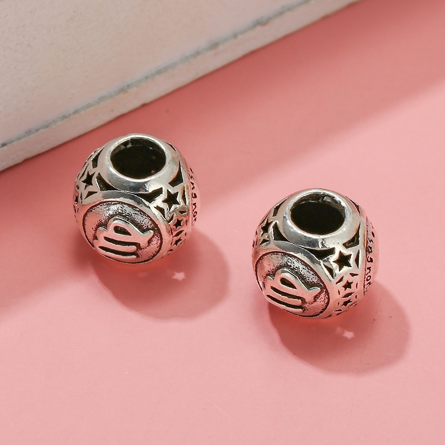 Hạt Charm Tròn 12 Cung Hoàng Đạo Màu Sắc Bạc Làm Trang Sức Diy
