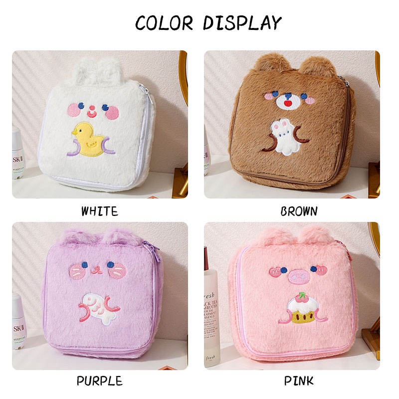 One Túi Đựng Mỹ Phẩm Hình Vuông Cỡ Lớn Họa Tiết Tai Thỏ Xinh Xắn