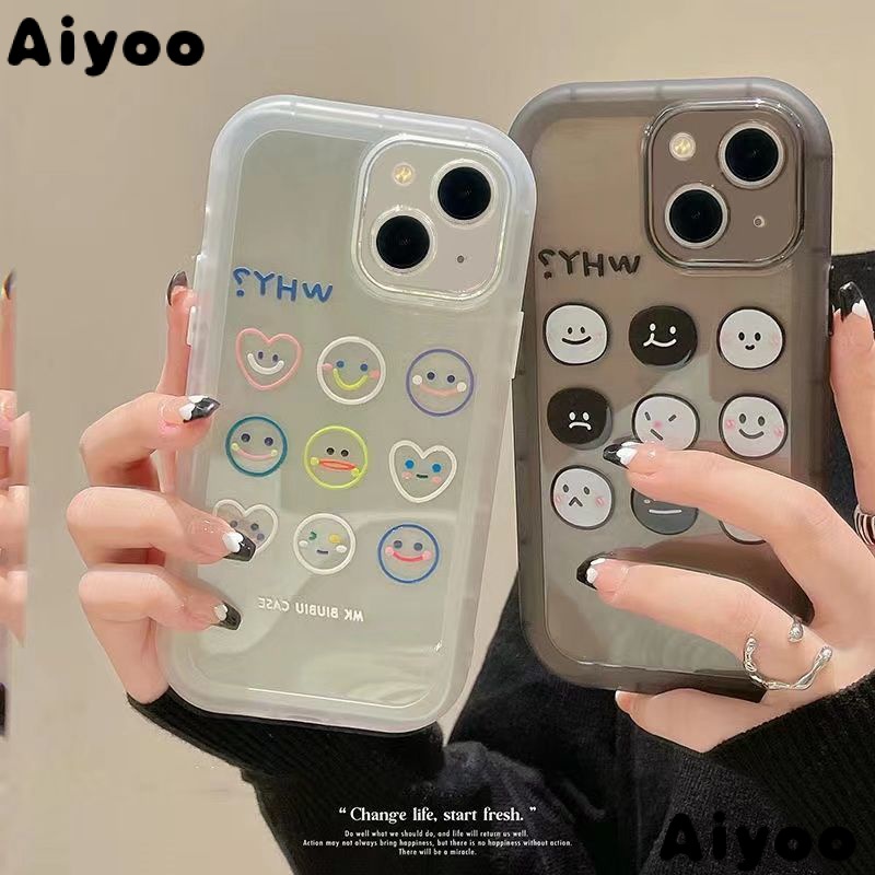 ✅Ốp Điện Thoại Mềm In Hình Mặt Cười Đơn Giản Cho iPhone 14 / 13promax 12 11 7p / 8plus