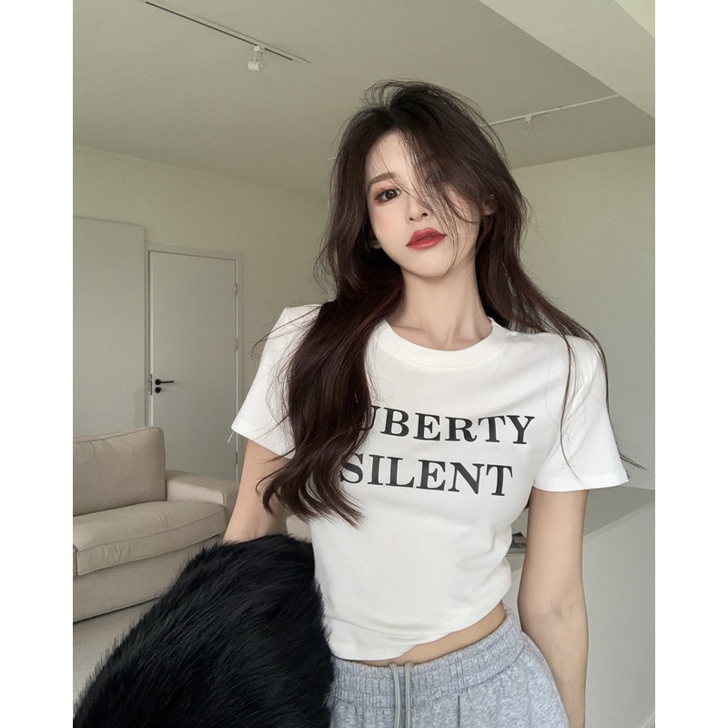 Nrvp [Hàng Có Sẵn] Áo Thun Cotton Tay Ngắn Dáng Ôm In Hình Đồ Họa Độc Đáo Thời Trang Đường Phố Hàn Quốc Dành Cho Bạn Nữ