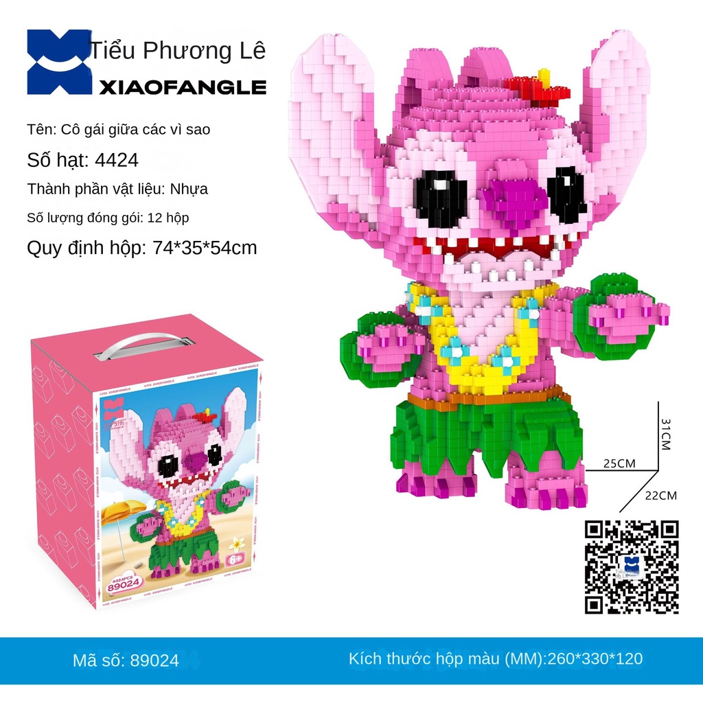 Bộ Đồ Chơi Lắp Ráp 18cm 18cm Hình Stitch Dễ Thương Cho Bé