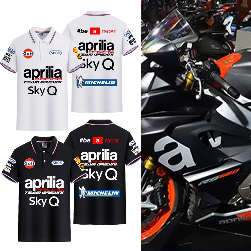 Áo thun đua F1 Tay ngắn Thích hợp cho Aprilia Aprilia Hạm đội Mùa hè Tay ngắn thông thường Áo sơ mi 