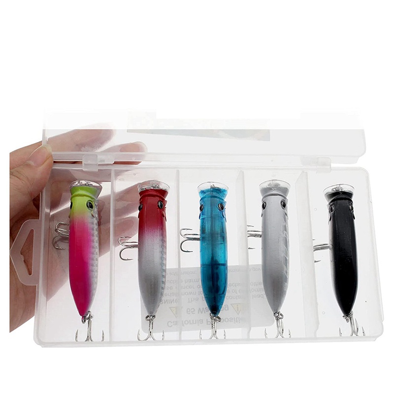 Set 5 Mồi Giả Nhử Cá Bằng Nhựa Cứng Kèm Móc Câu