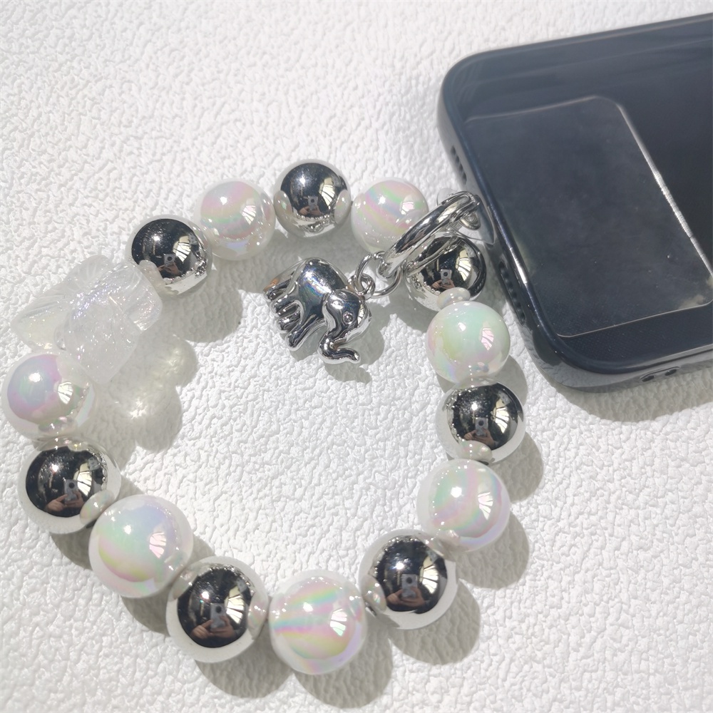 Dây Đeo Điện Thoại Di Động Dạng Chuỗi Hạt Acrylic Nhiều Màu Chống Thất Lạc Hình Chú Voi Dễ Thương