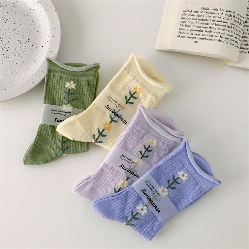 Đôi Vớ Ống Lưới Mỏng Xoăn Họa Tiết Hoa Nhỏ Thời Trang Xuân Hè Dành Cho Nữ Sinh Nhật Bản