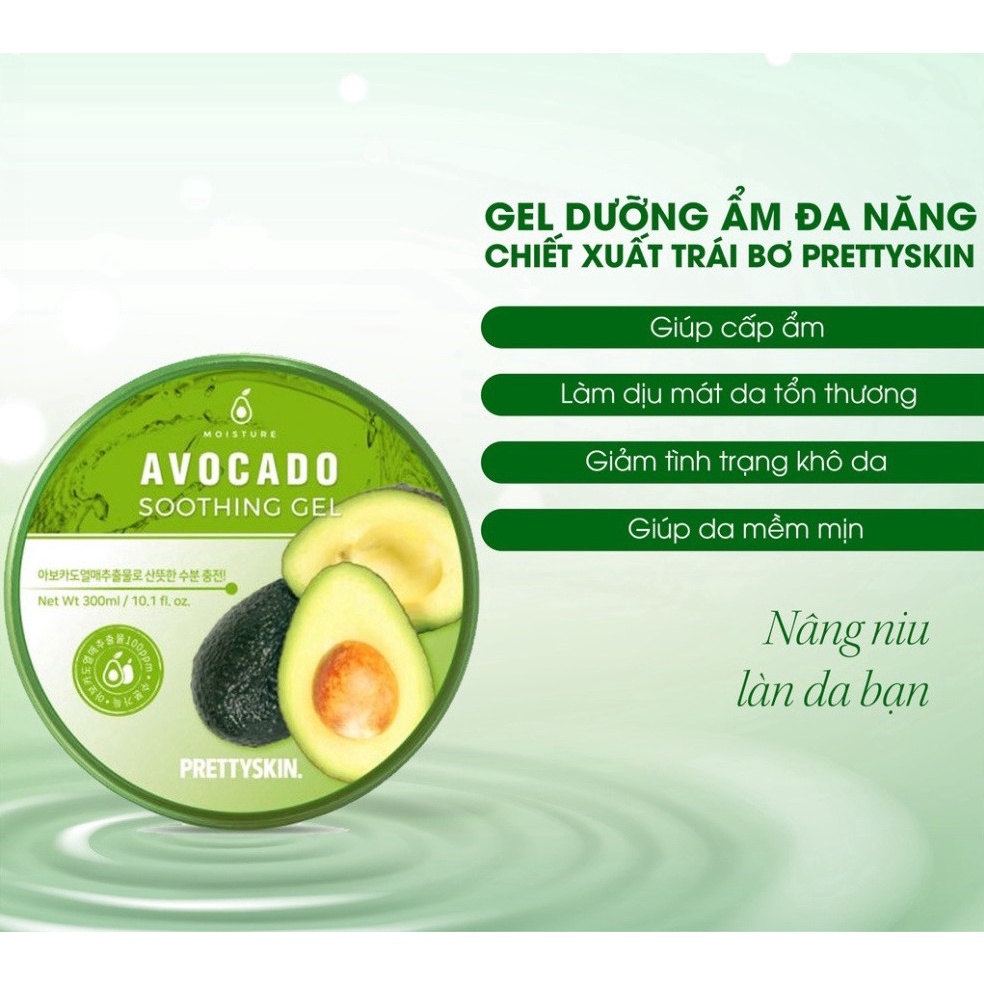 Gel Dưỡng Đa Năng Rau Má / Dưa Hấu / Ốc Sên Soothing Gel Prettyskin 300ml