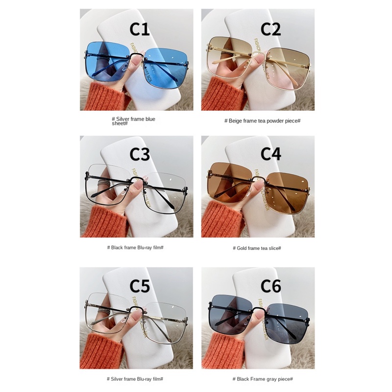 Kính Mát Nửa Gọng Kim Loại Phong Cách Retro Thời Trang Cho Nữ