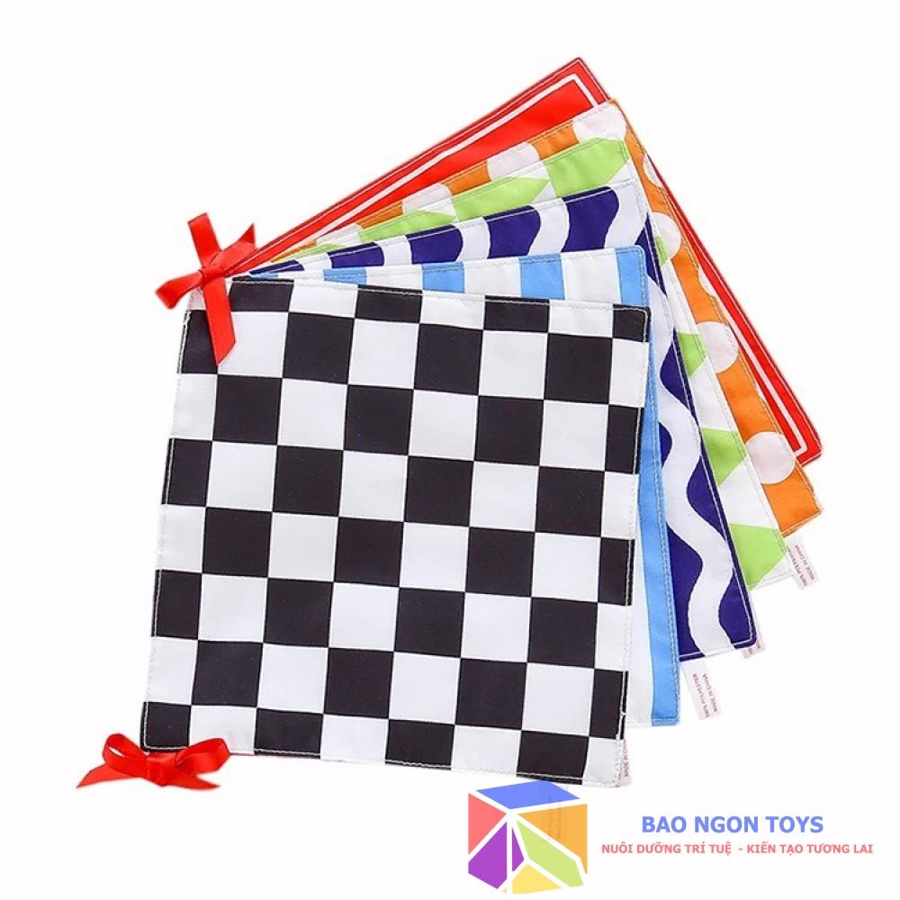 TRANH VẢI KIÊM QUÂY CŨI HỌA TIẾT TƯƠNG PHẢN GIÚP KÍCH THÍCH THỊ GIÁC CHO BÉ SƠ SINH ĐỒ CHƠI GIÁC QUAN BAO NGON TOYS DV82