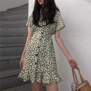 Đầm Dáng Chữ a In Họa Tiết Hoa Cúc Nhí Xinh Xắn Thời Trang Hè 2020 Phong Cách Hàn Quốc Cho Nữ