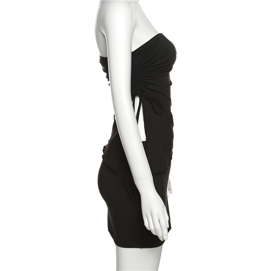 Set Áo Ống Dây Rút + Chân Váy Mini Lưng Thun Thời Trang Nữ