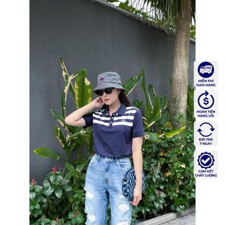 Áo thun cổ trụ lacoste trắng xanh lá vnxk - cotton cá sấu 100%