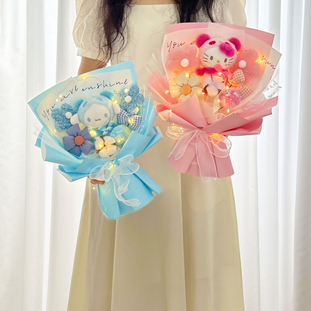 Gấu bông Bó Hoa Hình Gấu Dâu Tây Dễ Thương Dùng Làm Quà Tặng Cho Bạn Gái / Bạn Trai gấu dâu