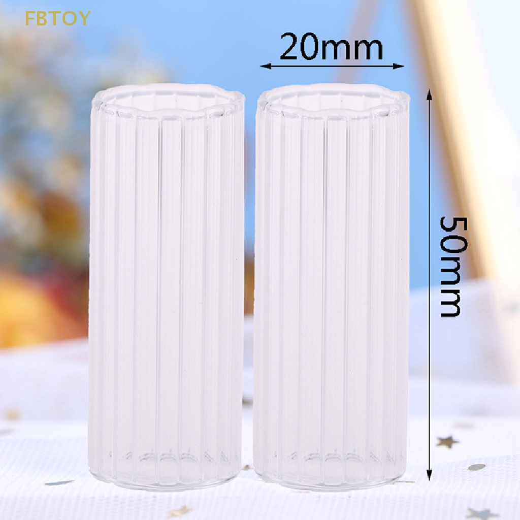 2 Bình Hoa Thủy Tinh Nhỏ Xinh Trang Trí Nhà Búp Bê Tỉ Lệ 1 / 12