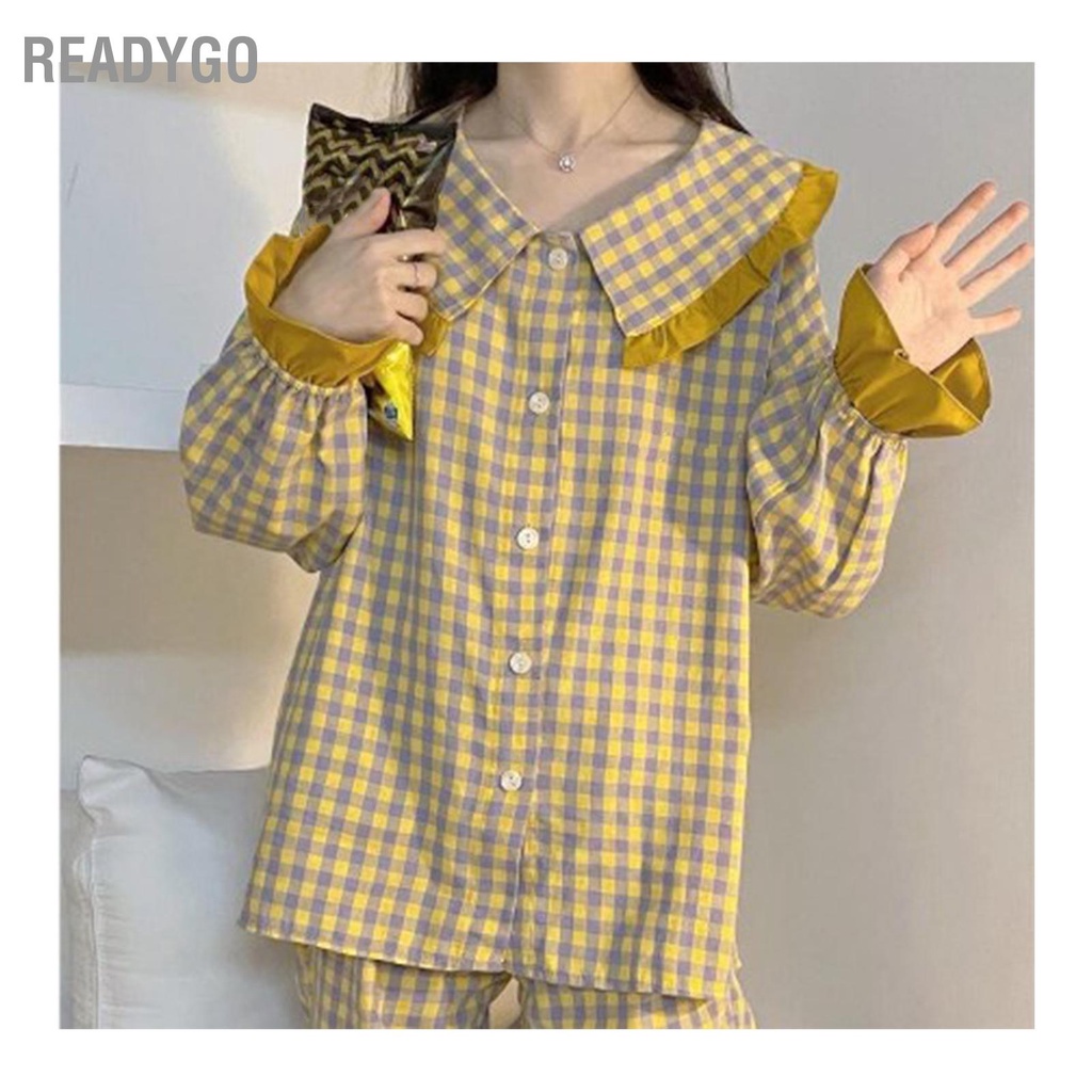 Bộ Đồ Ngủ Tay Dài Dáng Rộng Họa Tiết Kẻ Sọc Thời Trang Xuân Thu Xinh Xắn Cho Nữ | BigBuy360 - bigbuy360.vn