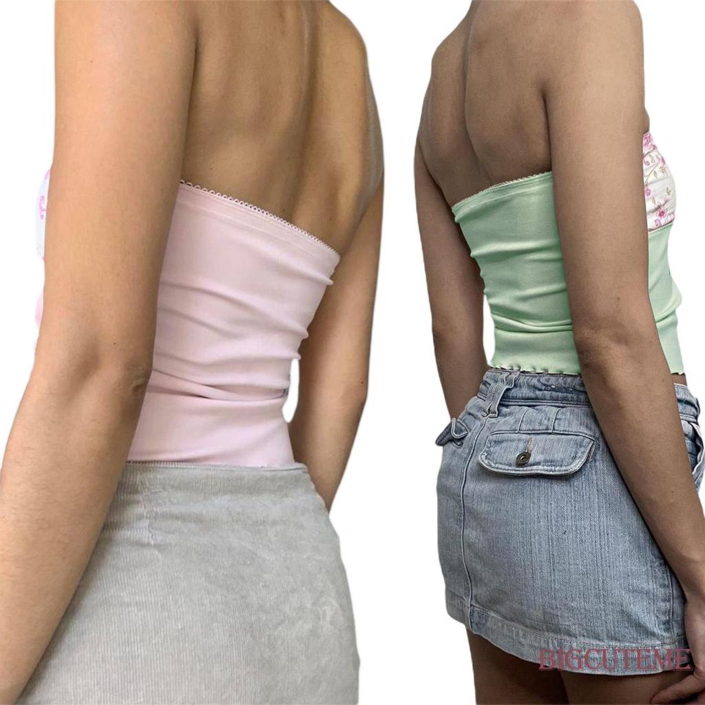 Áo Croptop Trễ Vai Không Dây In Họa Tiết Hoa Thời Trang Đường Phố Cho Nữ