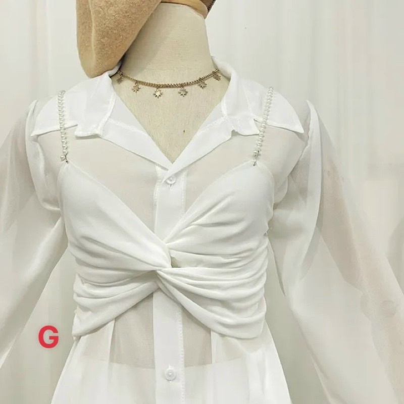 Set áo sơmi kèm bara dây cườm mặc được hai kiểu, set bikini đi biểnGG alohashop91