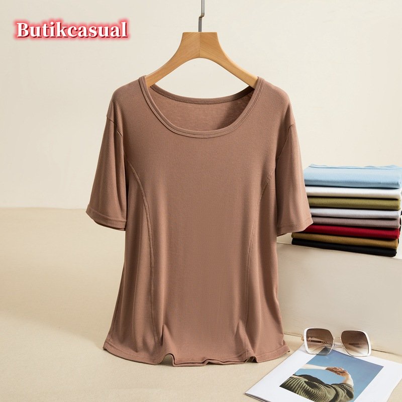 Áo Thun cotton Cổ Vuông Tay Ngắn Thời Trang Mùa Hè 2023 Cho Nữ