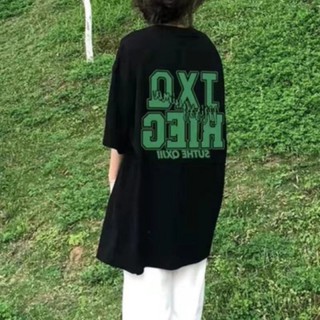 Áo Thun Ngắn Tay Dáng Rộng In Chữ Phong Cách Retro Hàn Quốc Cho Nữ