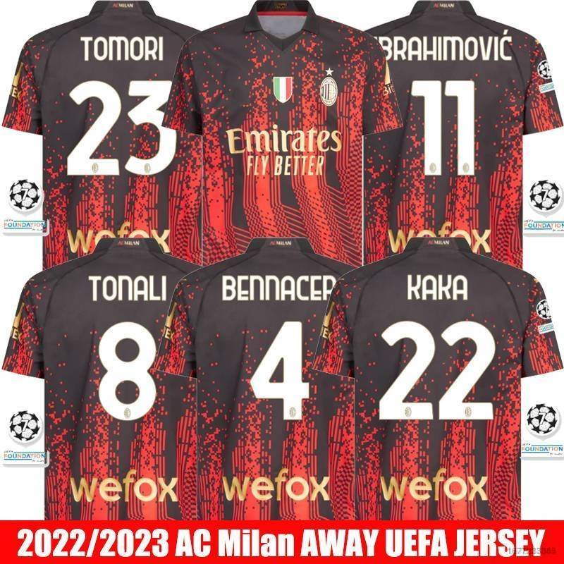 Áo Thun Thể Thao QH3 2022-2023 AC Milan Away Tomori Bennacer Ibrahimovic Kaka Tonali QH3