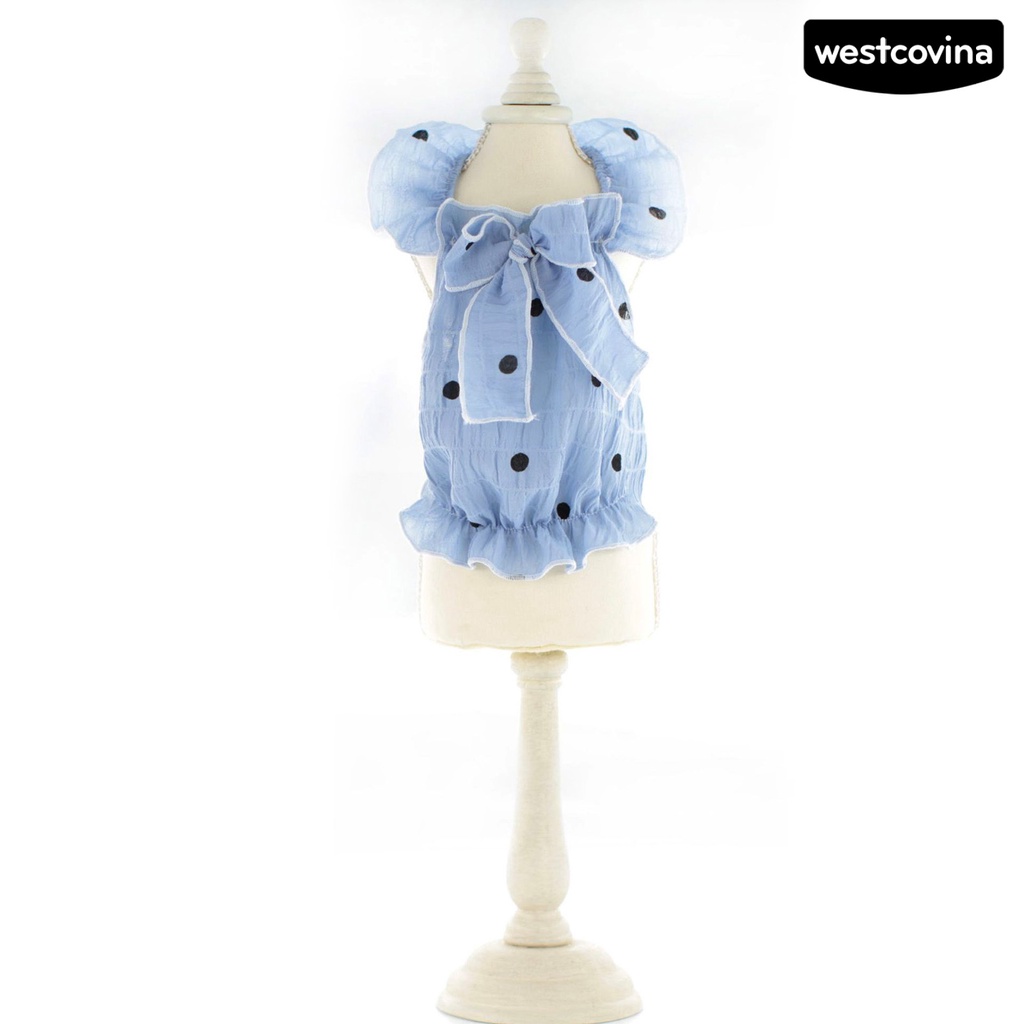 [COD]♝Đầm Công Chúa Xếp Ly Nhún Bèo Thoáng Khí Thắt Nơ Họa Tiết Chấm Bi Dễ Thương Cho Thú Cưng