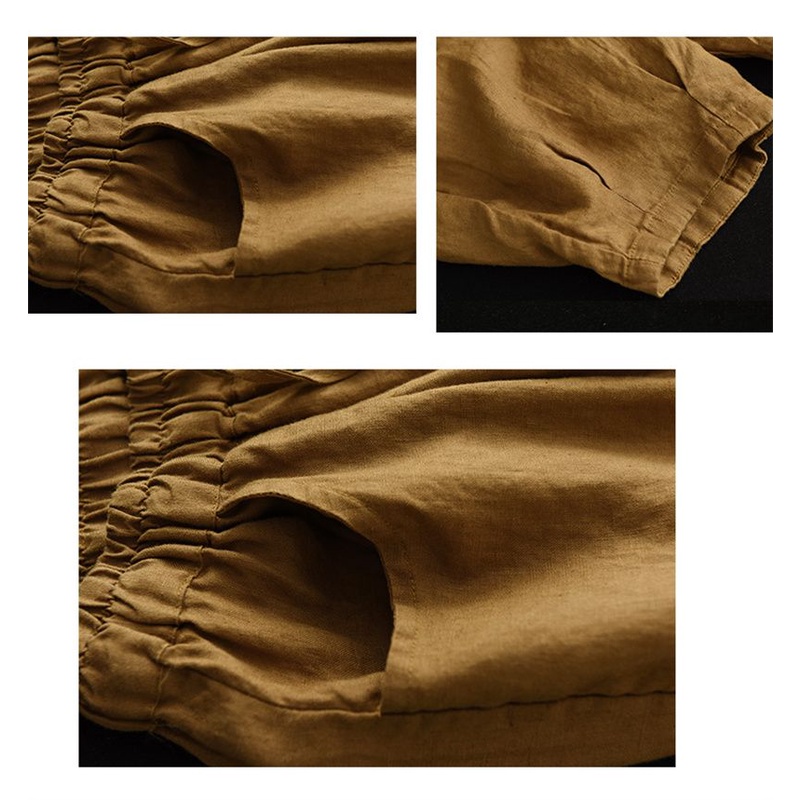 Ice cotton linen heavy hooked lantern pants harem pants women's pants clearance to pick up the original Japanese foreign trade single cotton linen large size loose thin