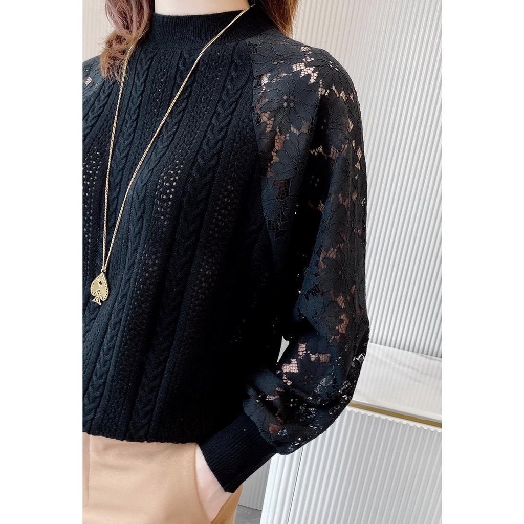 Áo Sweater Dệt Kim Tay Dài Chất Cotton Giữ Ấm