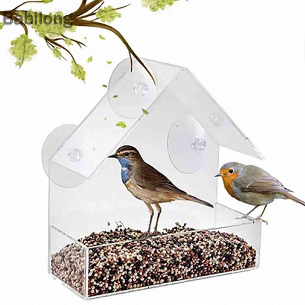 House Type Bird Feeder Acrylic Bird House Pet Feeder Transparent Pet Accessories