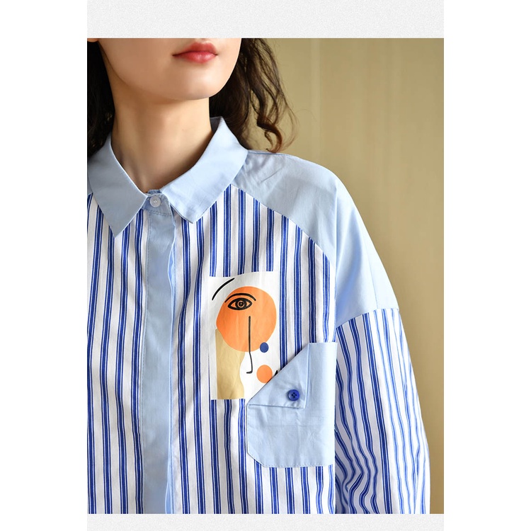 Áo Sơ Mi Ngắn Kẻ Sọc Trước Và Sau Lưng Cho Nữ