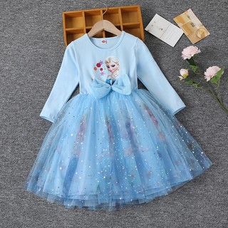 Đầm công chúa elsa tay dài dễ thương cho bé gái
