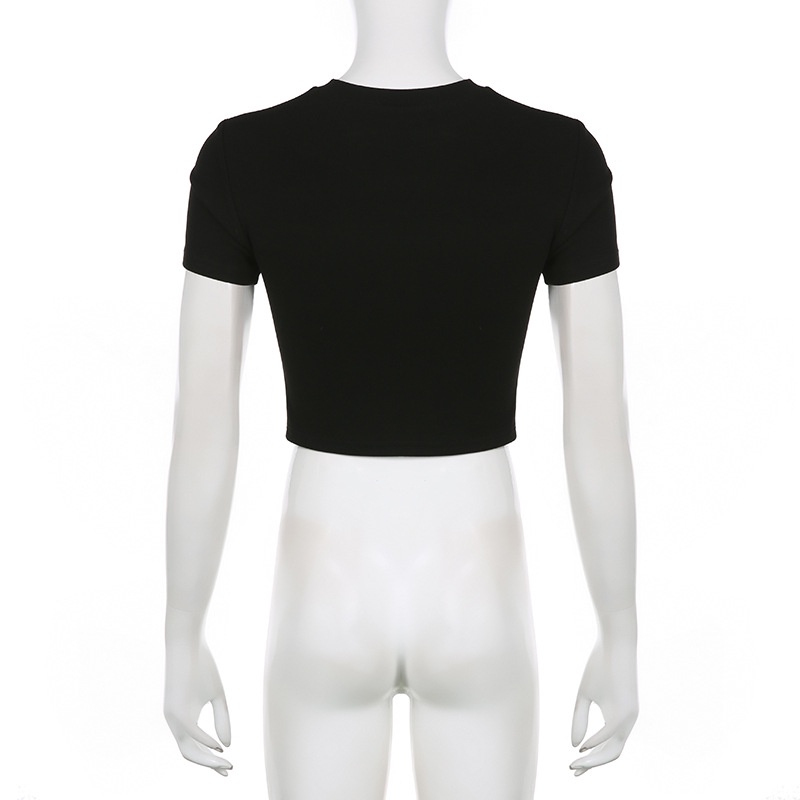 Áo Thun Croptop Tay Ngắn Dáng Ôm Phong Cách Đường Phố Cho Nữ