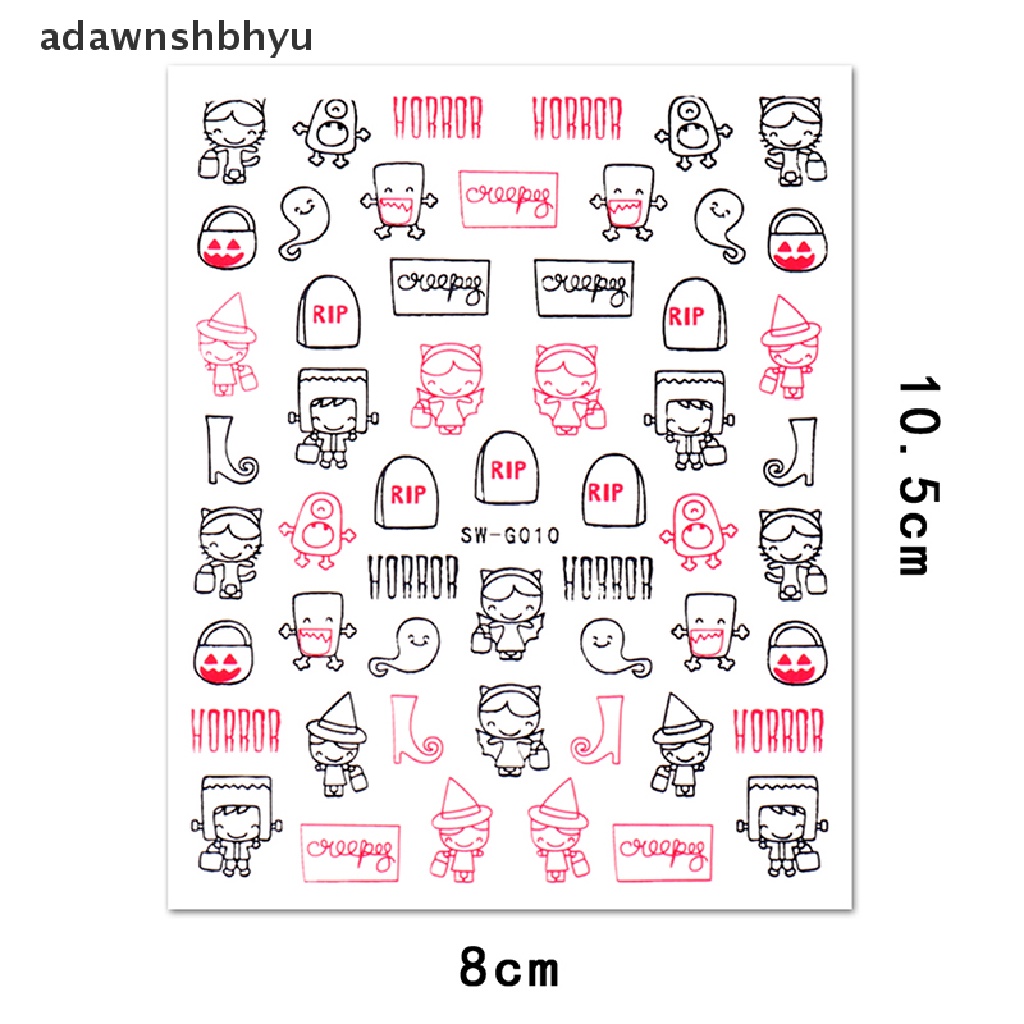 Miếng Dán Trang Trí Móng Tay Họa Tiết Halloween 3D Độc Đáo