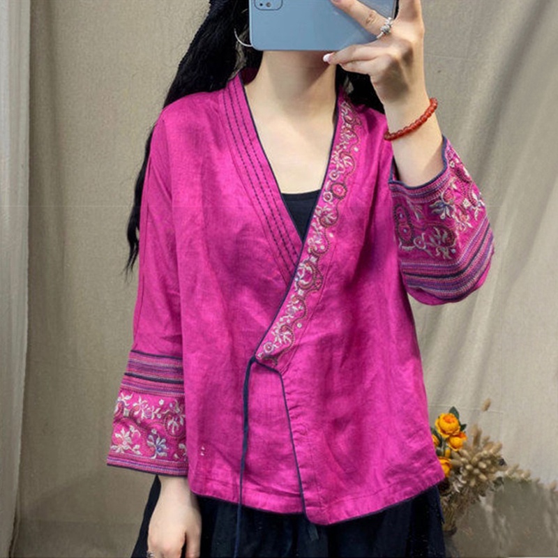 Áo Khoác Cardigan Cotton Thêu Họa Tiết Phong Cách Trung Hoa Thời Trang Xuân Hè Cho Nữ