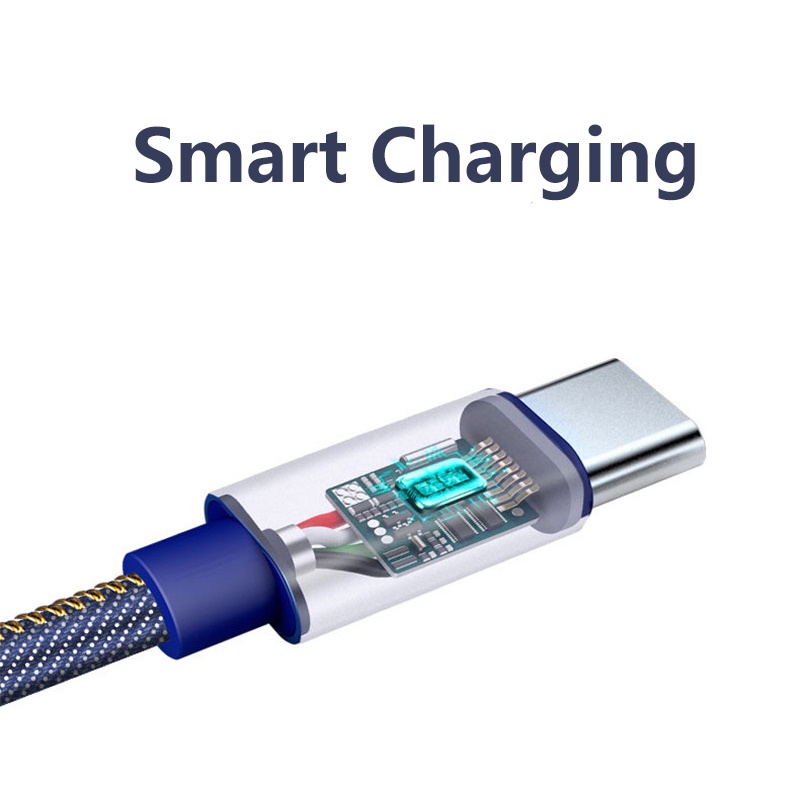 Dây Cáp Sạc Nhanh USB Loại C Bằng Denim Cho Samsung S10 Xiaomi Huawei P10 plus