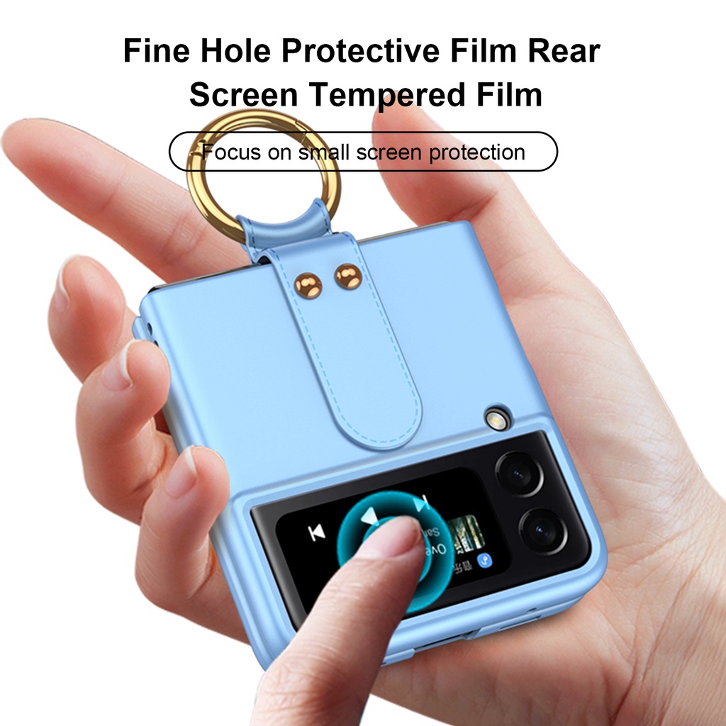 Bao Da Điện Thoại Nhiều Màu Sắc Kèm Móc Xỏ Ngón Cho Samsung Z Flip3 Z Flip4
