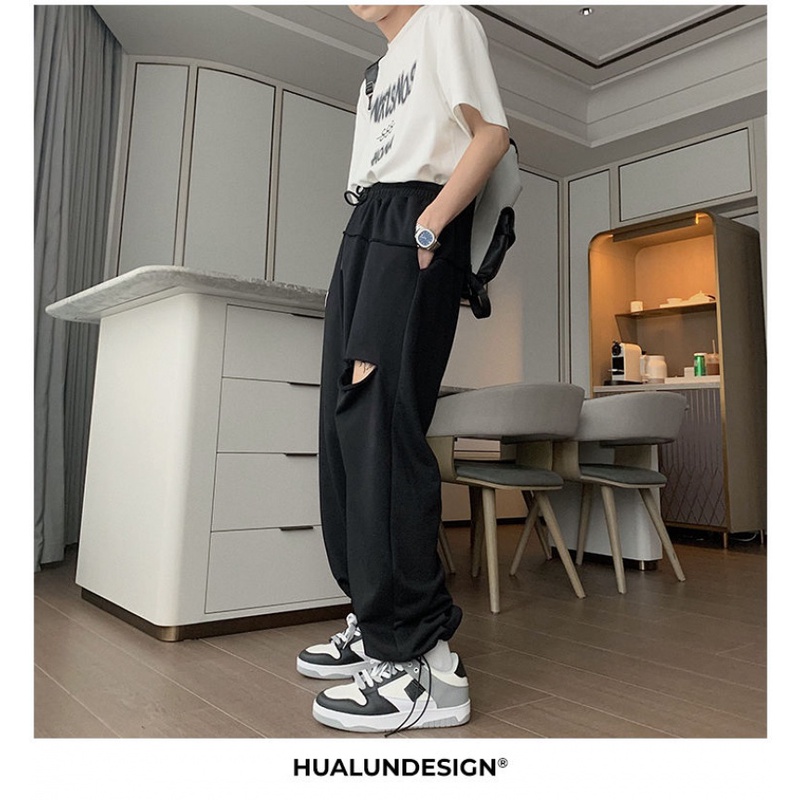 Quần Jean Rách Gối Dáng Rộng Thời Trang Mùa Hè Phong Cách Hàn Quốc Cho Nam