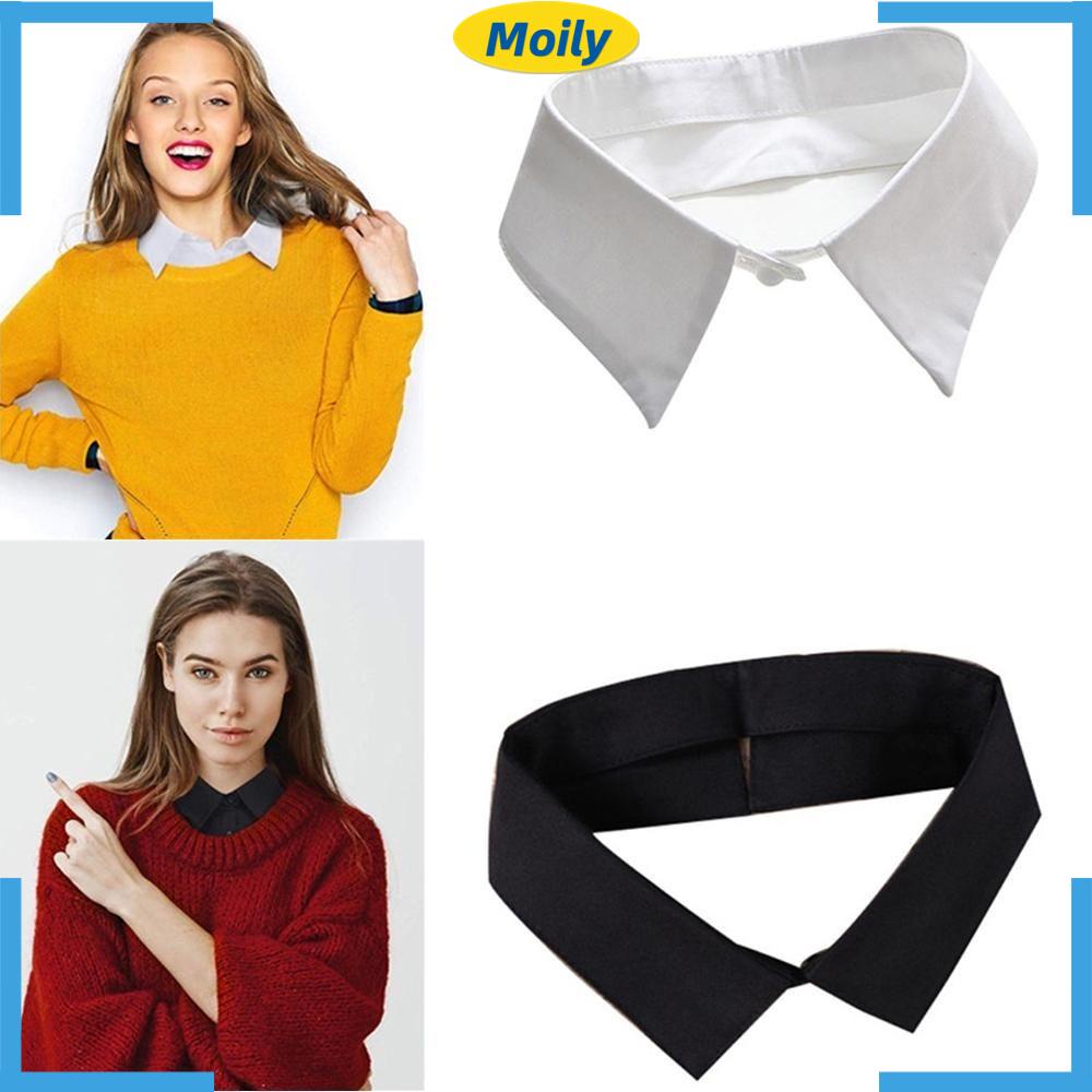 Cổ áo sơ mi giả bằng cotton màu trắng đen cổ điển thanh lịch cho nam và nữ