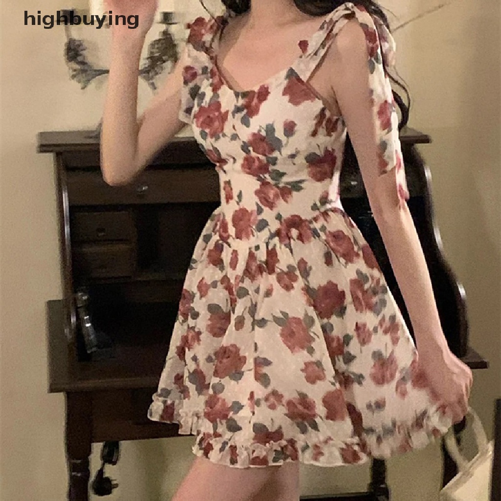 Hbvn Belle Rose Đầm Ngắn Dáng Chữ A In Hoa Không Tay Mặc Hàng Ngày Thời Trang Ngọt Ngào Phù Hợp Cho Nữ Dự Tiệc Kỳ Nghỉ