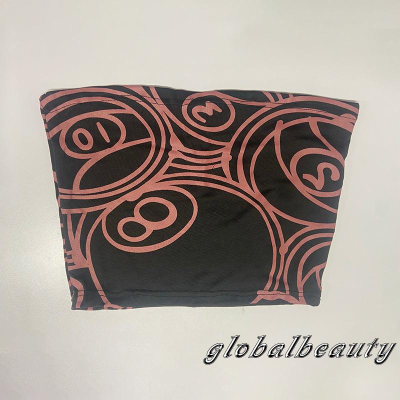 Áo Croptop Trễ Vai Không Tay In Số 00GB Thời Trang Mùa Hè Cho Nữ