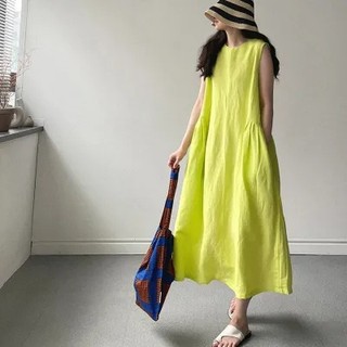 Đầm Không Tay Cổ Tròn Dáng Rộng Thời Trang Mùa Hè Hàn Quốc Dành Cho Nữ